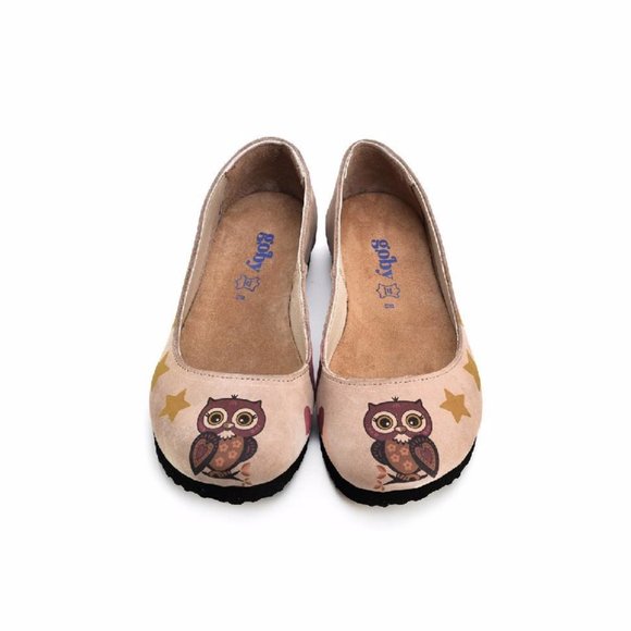 Goby Shoes - Genuine Leather Owl Ballerinas - Picture 2 of 5